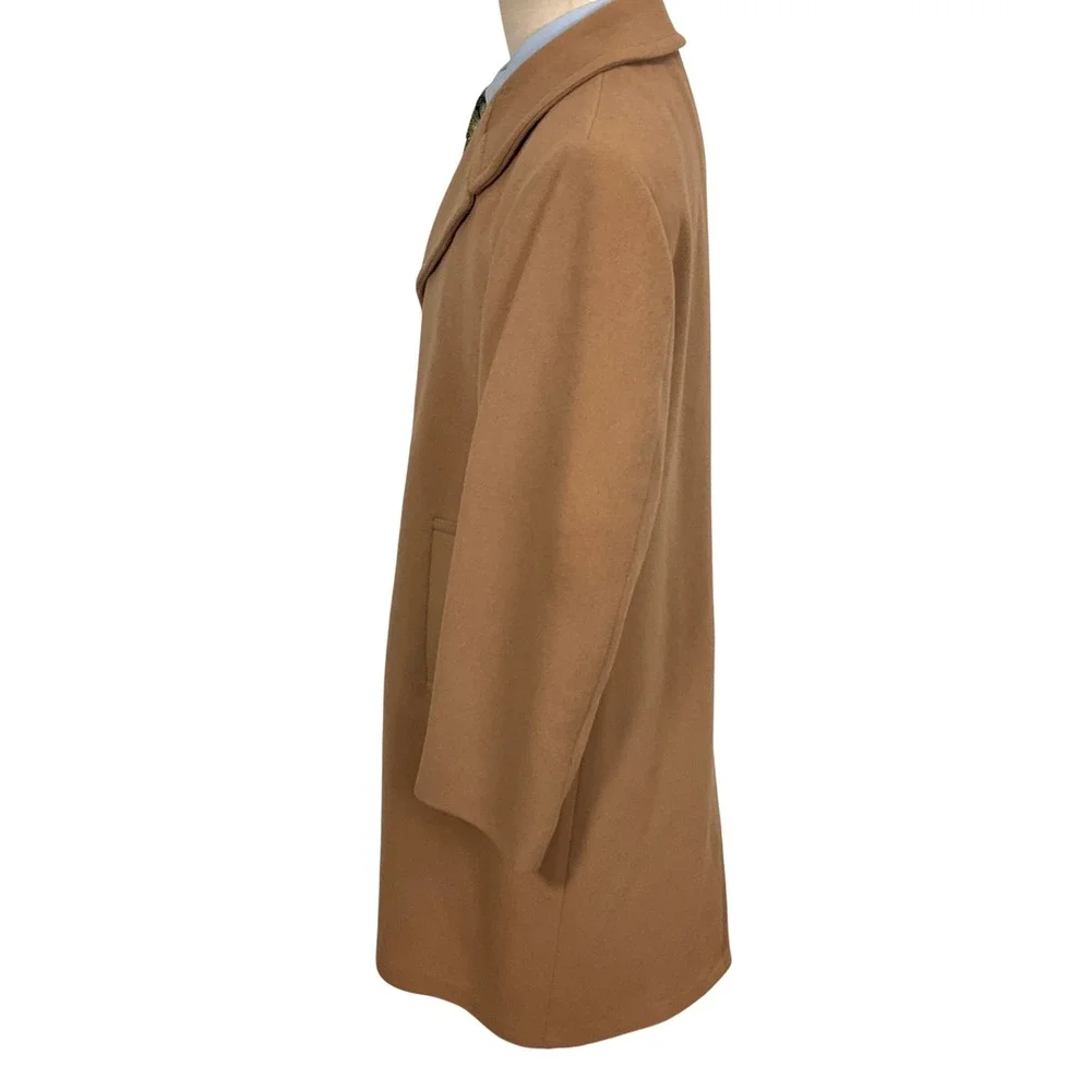 London Fog Overcoat Mens 42R Camel Tan Traditional Preppy‎ Wool Academia VTG USA